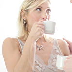 First pic of Blonde Rita Rush opens mouth and stretches legs inviting pecker for hardest fuck