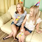 First pic of Playful teen blondes Laura Shirley and Claire know an anal way to celebrate birthday.