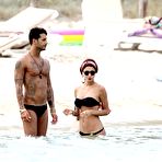 Fourth pic of Belen Rodriguez exposed her body in tiny bikini on the beach in Italy