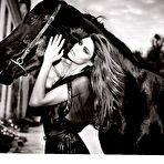 Third pic of Bianca Balti blac-&-white scans, shows tits and ass