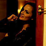 Second pic of Stockings bimbo Lily Carter is taking cock in mouth and pussy and gets loads of cum over face