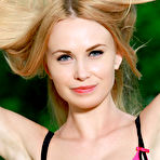 First pic of Maria Rubio Sexy Russian Blonde Strips on the Green Grass