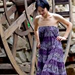 First pic of Petite brunette babe Loreen A flashes her skirt and shows off her magnificent vagina.