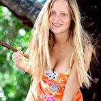 First pic of abbywinters.com: Alena - Busty blonde amateur with freckles stripping in a tree at Brdteengal.com