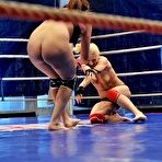 Third pic of Kinky lesbians Niky Gold and Angel Rivas losing their cloths off while raunchy catfight