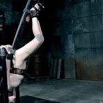 Third pic of SexPreviews - Charlotte Sartre in purple dress is strapped in leather and made to orgasm