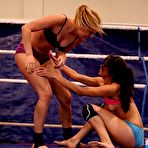Third pic of Licentious dolls Ruth Medina and Blue Angel are furiously fighting and passionately kissing