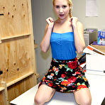 First pic of Sassy goldilocks Odette Delacroix unzips hard pecker and touches cock with the tongue