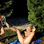 Third pic of Beautiful pussies of chicks Cayenne Klein and Angie Koks are tortured with pins outdoor