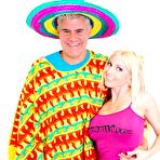 First pic of Blonde chick Christie Stevens is shaking big jugs and showing nude ass up skirt