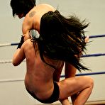 Third pic of Black haired girls from nude fuight club Larissa Dee and Liz Valerie have lesbian fun