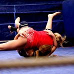 Second pic of Lesbian fighters Debbie White and Blue Angel bare it all and have oral sex in the ring
