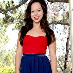 First pic of Brunette teen Aurora Monroe is lifting her skirt up, taking panty off and showing well shaved cunt