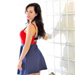 Second pic of Brunette teen Aurora FTV is showing hot upskirt and masturbating the pussy