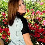 First pic of Naughty teen chick Taylor Thomas demonstrates her tiny tits and neat pussy in the garden