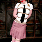 Fourth pic of Madison Young getting spanked, bound, fucked and tortured by glassed Claire Adams