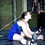 Fourth pic of Bondage freak Cici Rhodes gets tied up and she takes a vicious spanking on her tits and feet