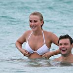 Fourth pic of Julianne Hough in white bikini on the beach
