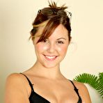 Third pic of Sweet spectacled brunette girl Rebecca in black lingerie as a secretary