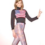 First pic of Frisky Viola with tight ass and peachy tits in transparent pantyhose stripping on the floor.