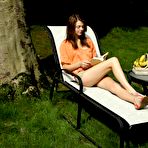 First pic of Lewd teen Kiera Winters getting naked and packing shaved cunt with banana and cucumber outdoor