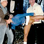 Third pic of Brunette slut Barbara Devil spends evening getting tag teamed in the city park