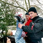 Third pic of Emily Cooper and Fabienne Cesar suck dicks and get their pussies stuffed in snow