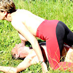 Fourth pic of The female with big naked boobs Lady Sonia is cruelly trampling guy outdoor