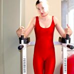 Second pic of Redhead in Red Full Bodysuit