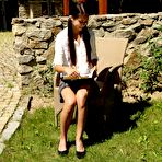 First pic of Horny lesbian friends Lola Myluv and Christy Charming play with the pins outdoor