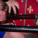 Third pic of SexPreviews - Endza Adair in blue dress with heels bound and face fucked by kinky couple