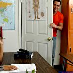 Second pic of The kinky Latina blonde Bridgette B bounces her huge globes and fucks cock