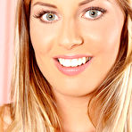 First pic of Seducing blonde chick Caros S is smiling and rubbing between her shaved nub lips