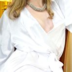 First pic of Blonde cutie Maggie A taking off bath robe and showing the shaved pussy hole