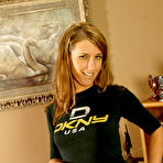 First pic of Small titted Madison Page with neat pussy strips out of her tight jeans and underwear