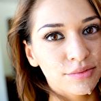 Second pic of Beautiful Latina girlie Sara Luvv gets the sticky jizz all over her fresh face