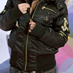 First pic of Tea Jul in black panties shows her pussy and bares her loves perky tits