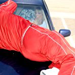 First pic of Sporty girl Amy Brooke gets her eager hairless pussy stuffed full of lucky cock