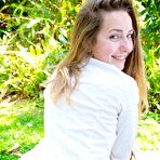 Third pic of Virginie from abbywinters.com - Shaved schoolgirl stripping in a park at Brdteengal