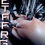 Fourth pic of SexPreviews - Syren De Mer bound in cage suffering with clamps on her nipples