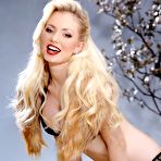 Third pic of Busty hot blonde in provocative lingerie Margo Russo poses and teases on the set