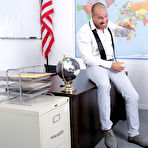 First pic of 
      Dolly Little drilled by her professor in the classroom
    