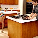 Second pic of The Latina bimbo Heather Vahn is riding the cock and sucking heavily until the cum shot