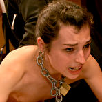 Fourth pic of Bella Rossi and hot fetish lover Kristine Kahill get chained and drilled by their bdsm master.