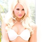 Second pic of Blonde chick Sarah Saint takes off the dress and poses in white lingerie and naked