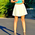 Third pic of Naughty blonde Lauren Clare strips and stretched the legs so widely for you