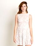 Second pic of Pretty slender babe Noma Hill showed up in sexy white dress and pulled up the skirt to show off hairy pussy