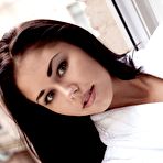 First pic of Brunette in hot stockings Macy B takes various erotic poses and masturbates