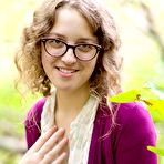 First pic of Kenzei from abbywinters.com - Nerdy amateur rubs her hairy pussy in a forest at Brdteengal
