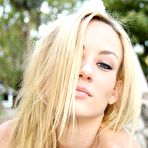 Fourth pic of Skinny flat chested beautiful blonde girl Erin Nicole poses naked beside the pool